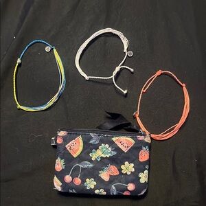 Floral Pouch with Colorful Bracelets